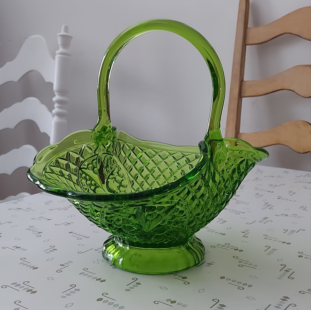 Pressed glass basket centerpiece